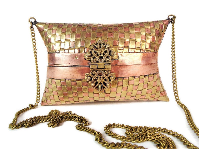 Vintage Brass Copper Bag Purse Wedding Purse Evening Bag Etsy