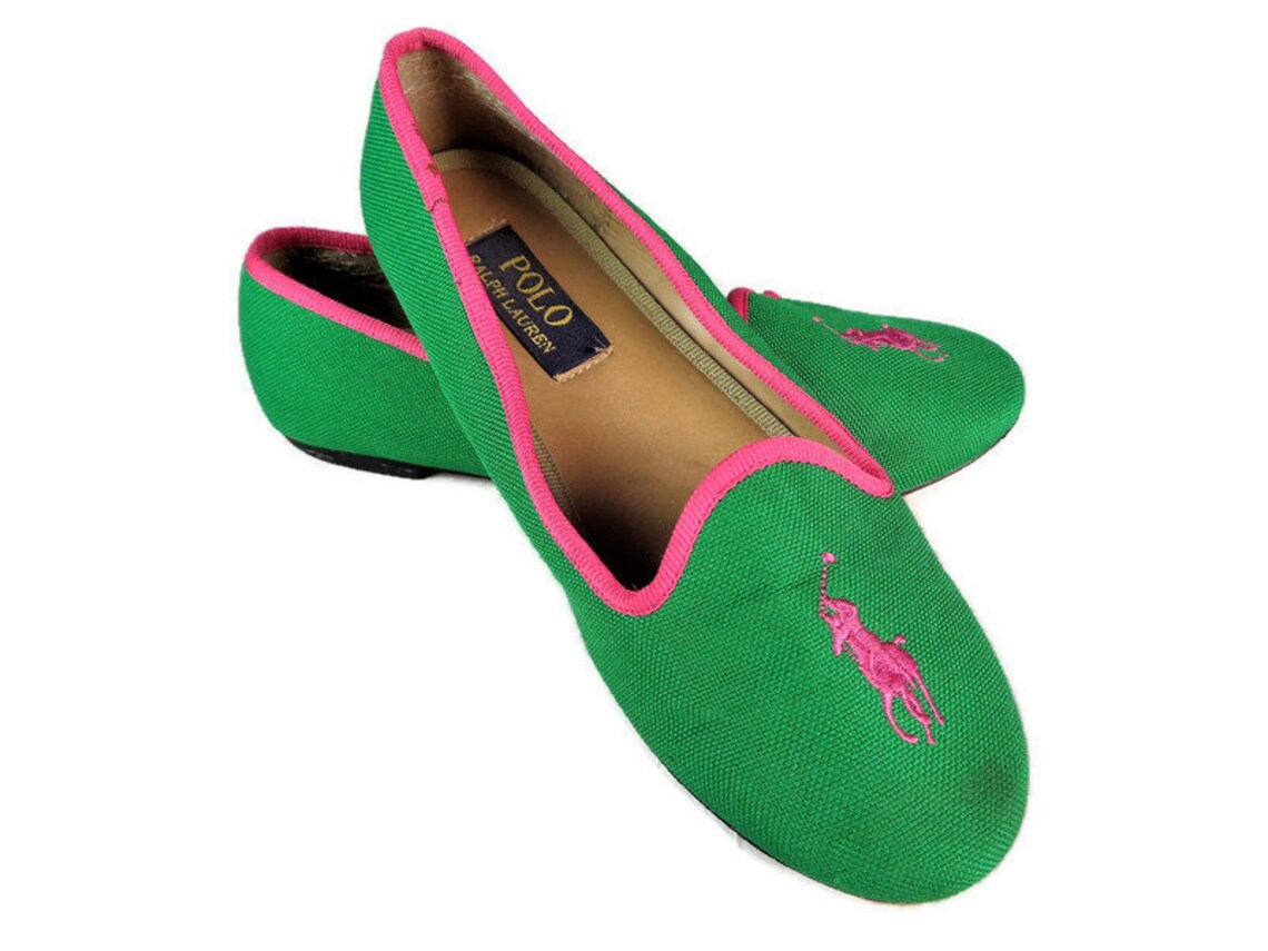 pink and green flats