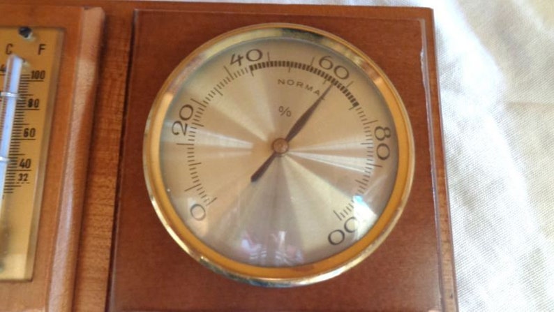 Vintage Wetterstation, Thermometer, Barometer, Hygrometer, Deutsche Wetterfühler Wandbehang Bild 4