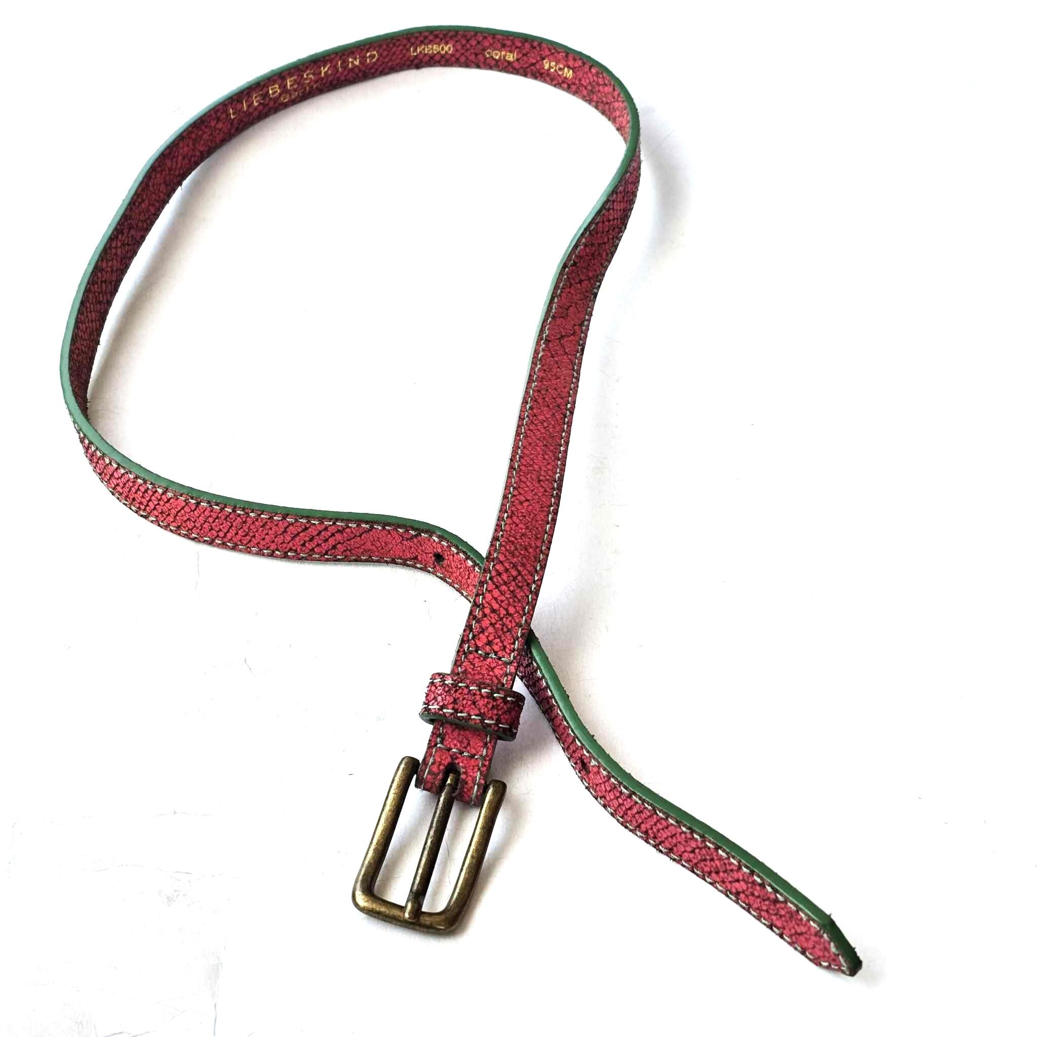 Vintage Liebeskind Berlin Leather Snakeskin Belt Coral Pink 