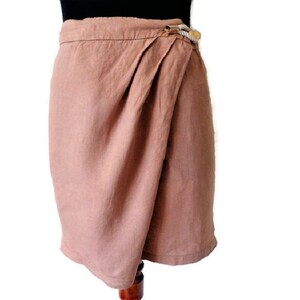 ARMANI Beige Pure Linen Wrap Skirt Size EU 40 / US 4