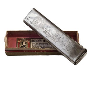 Antique 30s Hohner Harmonica, Orchester Vereins, Key of C Diatonic, Mouth Organ 1930s German Musical Instrument