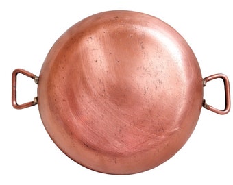 Copper Pan with Handles, Copper Coated Baking Frying Serving Dish, Copper Cooking, Vintage Cookware