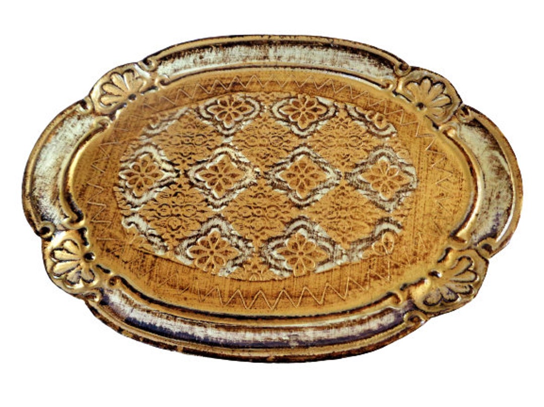 Italian Wooden Tray Gold Florentine Tray Dresser Vanity Etsy
