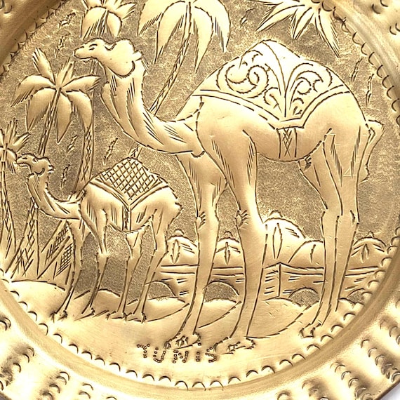 ヴィンテージ チュニジア 真鍮 ウォールプレート エンボス加工 装飾