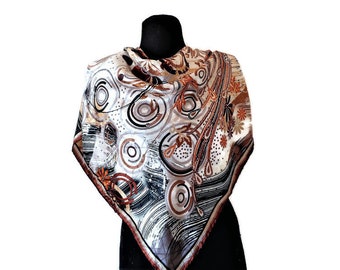 Vintage Abstract Scarf, Large Head Scarf
