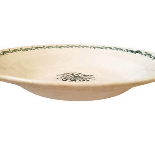 Antique Arabia Plate, Deep Bowl, Green Leaf Plant Motif