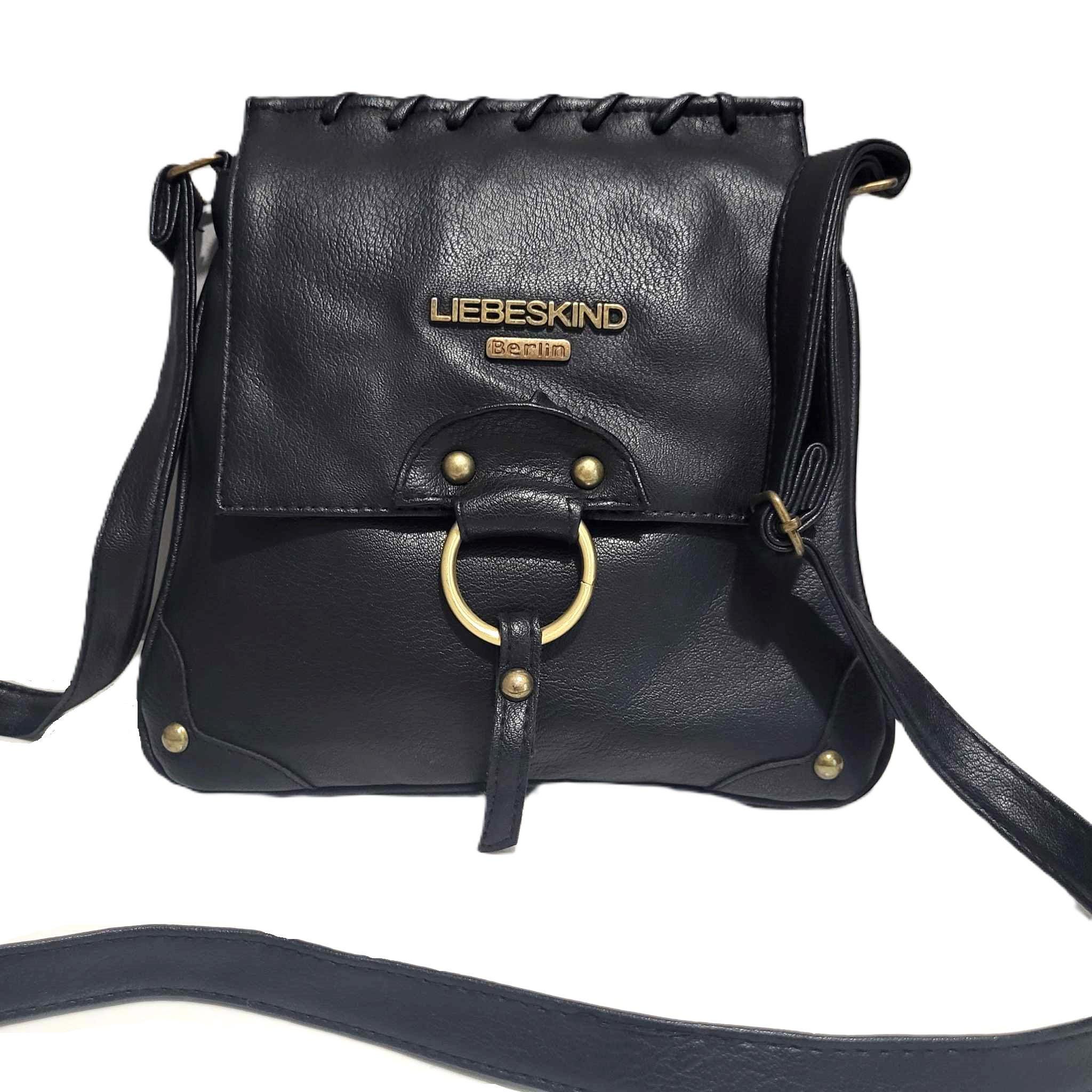 LIEBESKIND Berlin Crossbody Bag Purse With Adjustable Shoulder Strap Black Leather Women Handbag Satchel With Brass Equestrian Style Details Etsy
