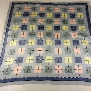 Écharpe En Soie VINTAGE Années 70 – Motif Géométrique Marron/Gris/Crème, 45 X 120 Cm, Mixte