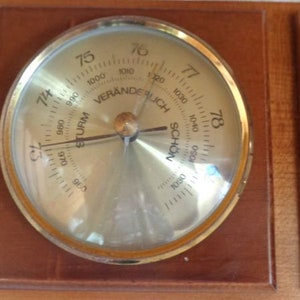 Vintage Wetterstation, Thermometer, Barometer, Hygrometer, Deutsche Wetterfühler Wandbehang Bild 5