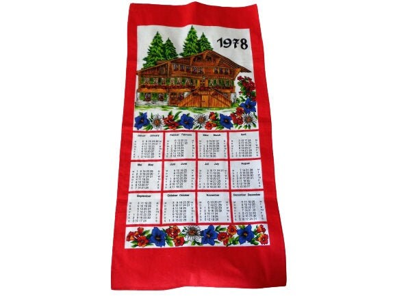 Torchon De Cuisine Vintage 1978 – Calendrier Avec Cheval Et Cocher, 100% Coton, Neuf