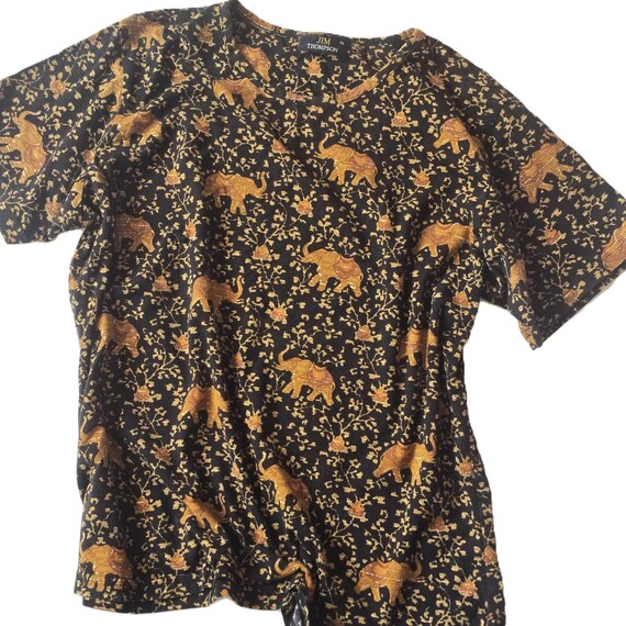 JIM THOMPSON レディース Tシャツ エレファントプリント ブラック