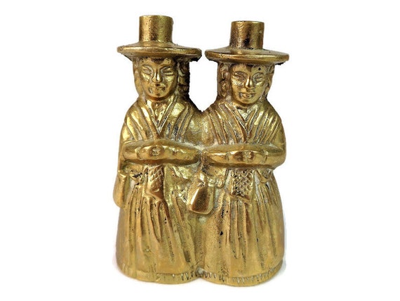 Figurine Femme Vintage En Laiton Sculpté - Cloche Décorative Art Deco - Inde Début 1900