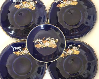 WEIMAR PORCELAIN Cobalt Blue Gold Leaves Collectible German China