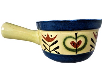 Small Casserole Baking Dish, Jasba Cerafeu Dekor Marika West Germany, Mini Ceramic Saucepan Handled, German Pottery, Mid Century Kitchen