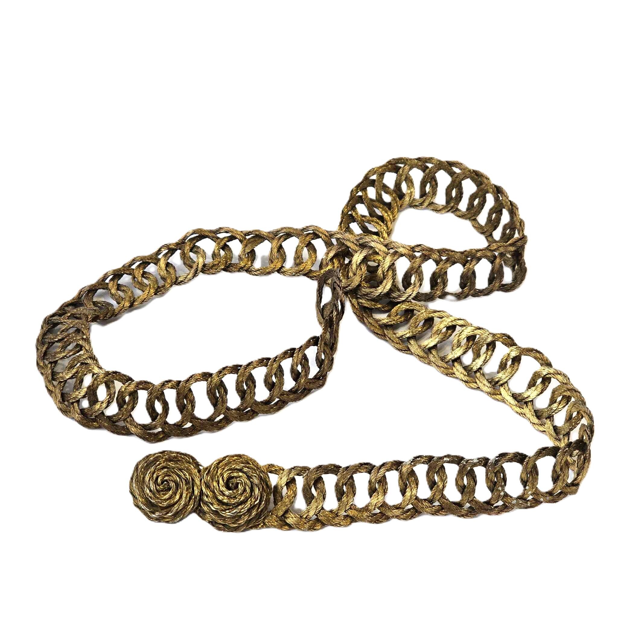 Vintage Greek Handmade Brass Wire Belt Handwoven Open Link 