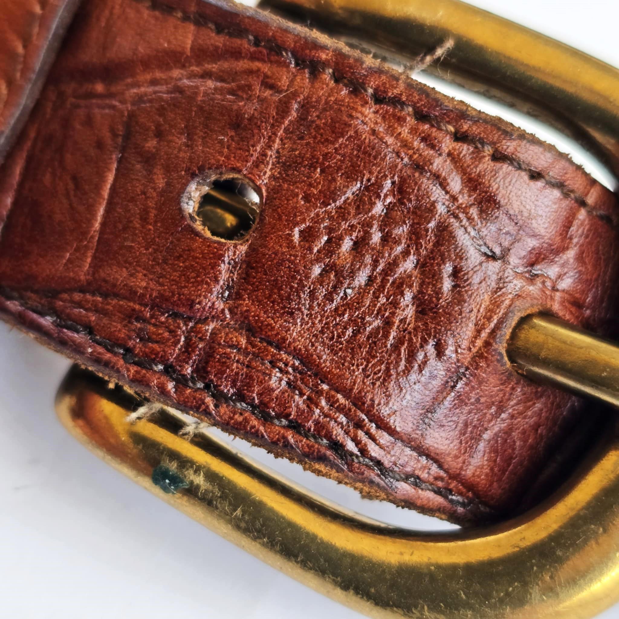 Vintage Mulberry England Leather Belt Classic Brown Embossed 
