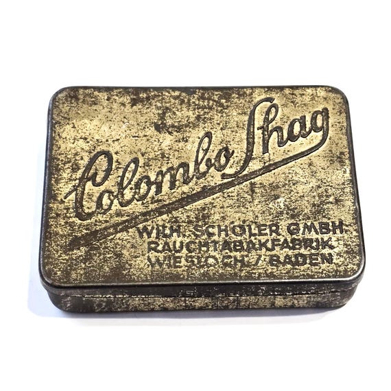 Vintage Colombo Shag Tobacco Tin, German Metal Cigarette Box, Retro Smoking  Advertising Memorabilia