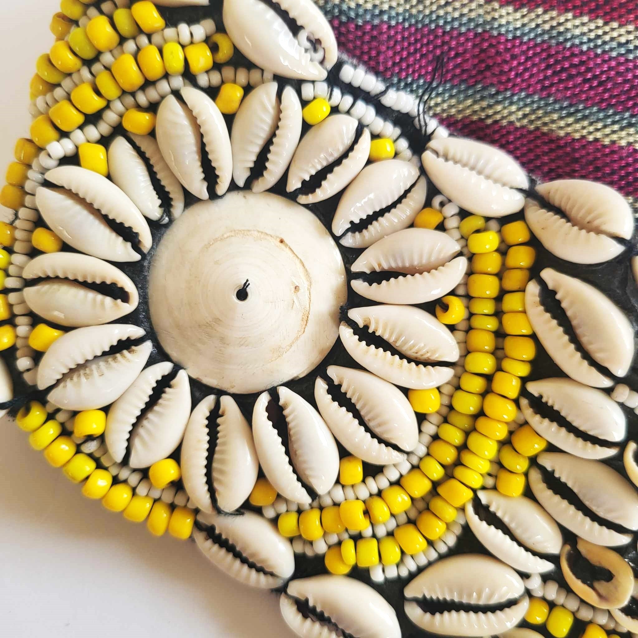 Handmade Beaded Belt Boho Tribal Cowrie Shell Festival Hippie Waist Sash Artisan Vintage Cowrie Shell Beaded Belt Boho Tribal Statement Wide  main image 3