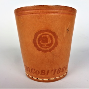 Vintage Leather Dice Cup Holder, Handmade, Advertising Dice Shaker, Germany