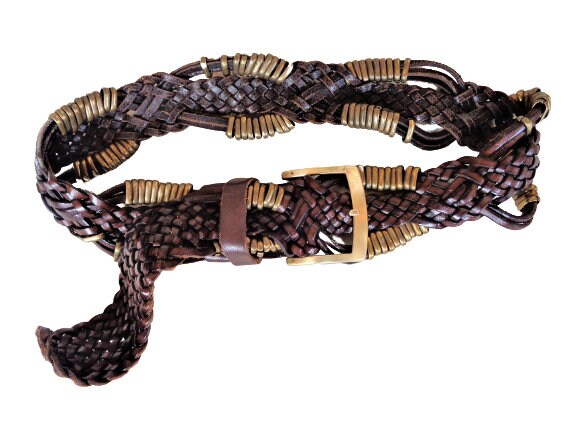 Fonnesberg Woven Leather Belt - Made In Italy Small Merete Fonnesberg Vintage Braided Wide Black Brown Leather  main image 3
