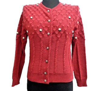 Cardigan austriaco ricamato, cardigan bavarese tirolese, cardigan in lana rosa lavorato a maglia, dirndl tradizionale, Tirolo, Austria