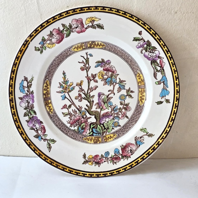 Vintage Indian Tree Plate: Floral Chinoiserie Transferware China, Made ...