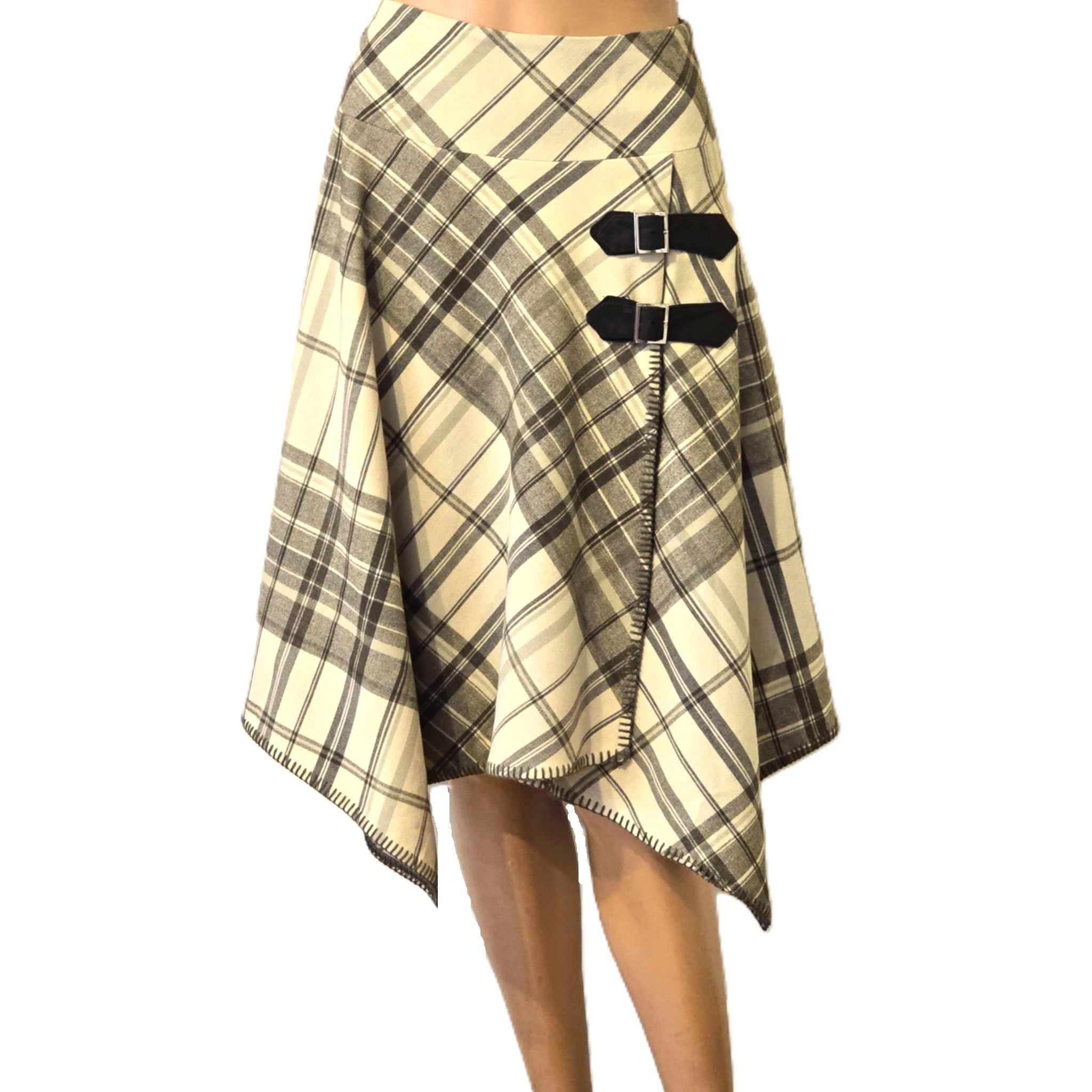 Vintage Karen Millen England Wrap Skirt With Buckles, Asymmetric