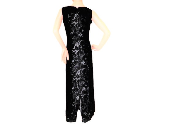 princess polly baby blue dress Amiria Black Burnout Velvet Long Sleeve Maxi Dress main image 1