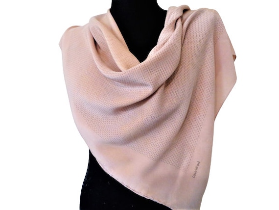 LOUIS FERAUD Silk Scarf, Beige Spotty Scarf with … - image 1