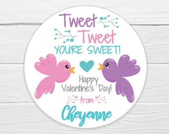 BOGO / Bird Valentine Stickers / Your Sweet Bird Sticker / 3 Sizes / Personalized Valentine Label / Valentine custom Stickers