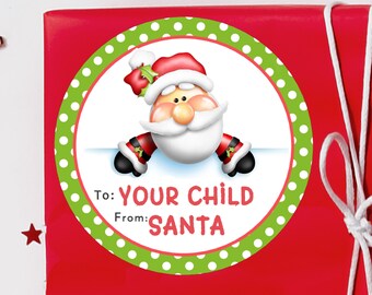 Custom Christmas Sticker FROM SANTA / Personalized Santa Label / 2 sizes / Christmas Santa Stickers / Personalized From Santa