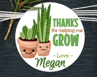 Ships Fast / Thanks For Helping Me Grow Sticker / 2.5" Stickers / 12 per sheet / Teacher Appreciation