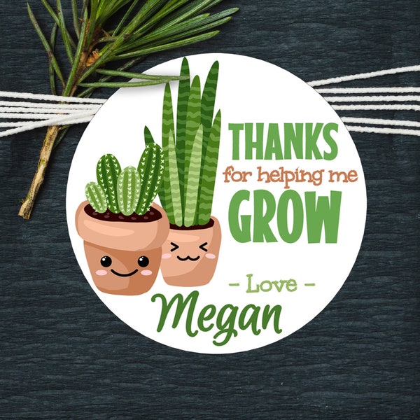 Ships Fast / Thanks For Helping Me Grow Sticker / 2.5" Stickers / 12 per sheet / Teacher Appreciation