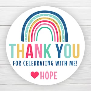 BOGO / Birthday Thank You Stickers / Birthday Stickers Personalized Thank YOu/ Personalized Birthday Label / Bright Rainbow Colors