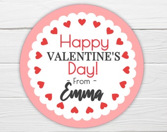 Custom Valentine Sticker / Happy Valentines Day / Personalized Valentine Label / Valentine Heart Stickers