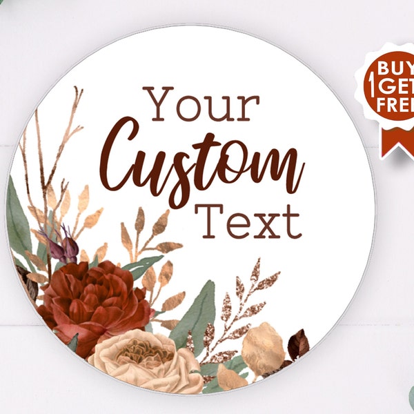 BOGO / Terracotta and Sage Custom BOHO Wedding Stickers / GLOSSY Stickers / 3 sizes / Personalized Wedding Stickers / Custom Wedding Labels