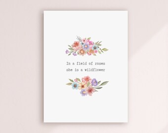 Set of 3 Prints / Pink Boho Nursery / Wildflower Print / Canvas Floral Nursery Print / Flower Print for Girls / Hippie Floral Canvas Print