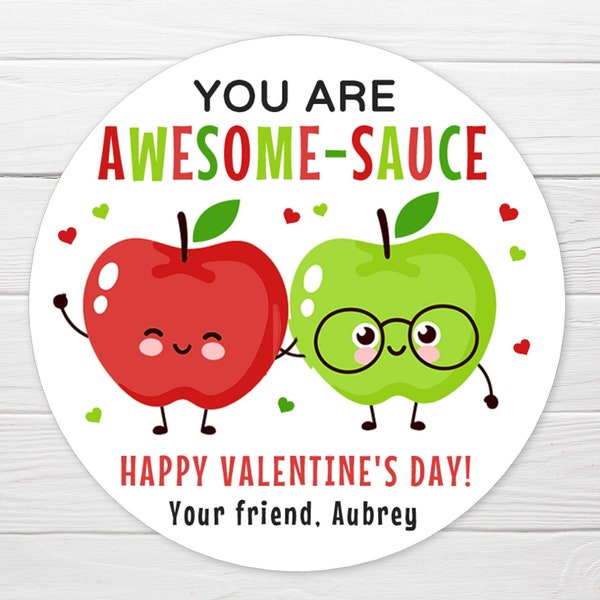 BOGO / Applesauce Pouch Valentine Sticker / Your Awesome Sauce Happy Valentine's Day / Valentine applesauce Stickers Personalized