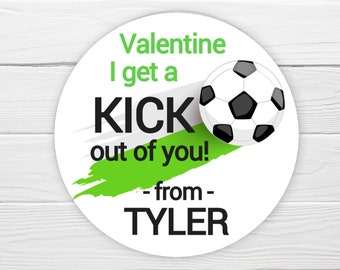 BOGO / Valentine Custom Sticker / Custom SOCCER Valentine Sticker / 3 Sizes / GLOSSY / Personalized Valentine Label / Soccer Valentine