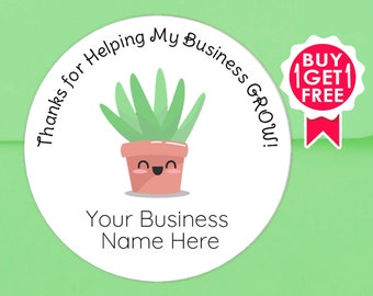 BOGO / Thank You For Helping My Business Grow Custom Sticker / Custom Thank You Sticker / 4 Sizes / Personalized Thank You Labels