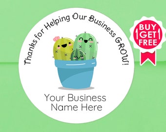 BOGO / Thank You For Helping Our Business Grow Custom Sticker / Custom Thank You Sticker / 3 Sizes / Personalized Thank You Labels