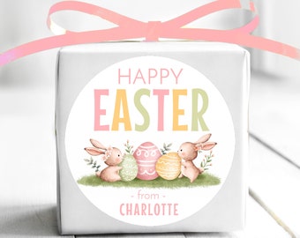 BOGO / Custom Easter Stickers / Easter Sticker with Bunnies / Custom Bunny Easter Stickers / 3 Sizes / Glossy Labels