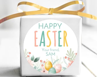 BOGO / Custom Easter Stickers / Floral Easter Sticker Personalized / Custom Easter Stickers / 3 Sizes / Glossy Labels / Custom Sticker