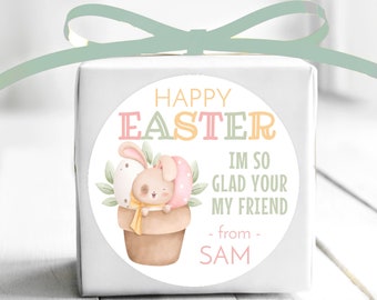 BOGO / Custom Easter Stickers / Easter Sticker with Bunnies / Custom Bunny Easter Stickers / 3 Sizes / Glossy Labels