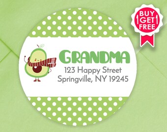 BOGO / Return Address Sticker with Avocado / GLOSSY Stickers / Available in 3 sizes / Personalized Address Labels