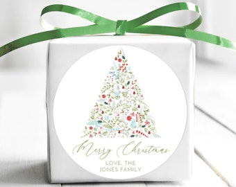 BOGO / Custom Christmas Simple Tree Labels / Personalized Christmas Tree Stickers / 3 Sizes / Merry Christmas Custom Stickers
