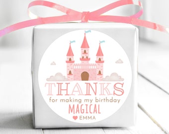 BOGO / Princess Custom Birthday Stickers / Birthday Thank You / Princess Labels / Personalized Princess Stickers / Castle Birthday Stickers