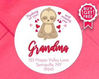 BOGO / Return Address Sticker with Sloth / GLOSSY Stickers / Available in 3 sizes / Personalized Address Labels