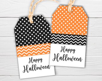 Halloween Printable Tags / 2 Designs Included / Black and Orange Gift Tags / Cute Halloween Tags for Instant Download